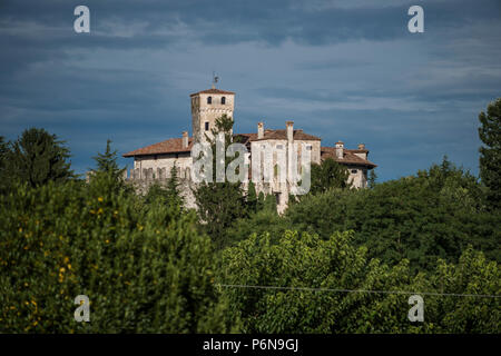VILLALTA, ITALY,  JULY 26, 2017: The Castle of Villalta seen from south-west. Stock Photo