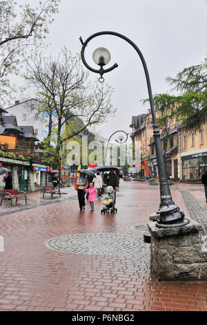 Krupowki most representative street of Zakopane, Zakopane, Poland, East Europe Stock Photo