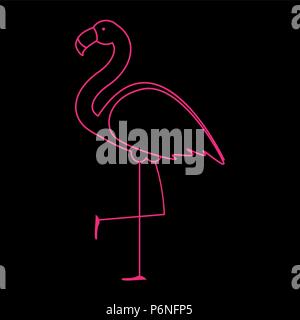Cute Pink Flamingo Icon Vector Illustration Stock Vector