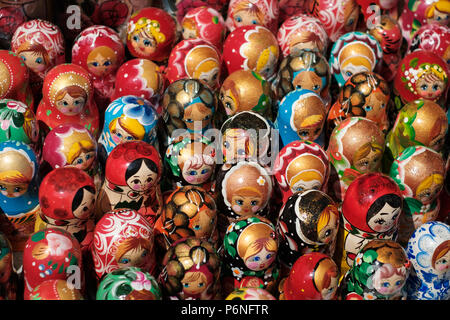 Russian souvenir dolls, Matryoshka doll collection Stock Photo