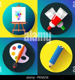 Fine arts icon set in black Stock Vector