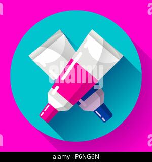 two colorful vector paint tubes icon. Stock Vector