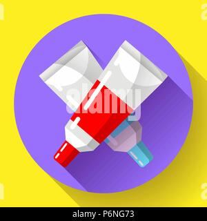 two colorful vector paint tubes icon. Stock Vector