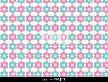 Two sweet blossom pattern on light yellow background. Retro and vintage bloom seamless pattern style for design Stock Vector