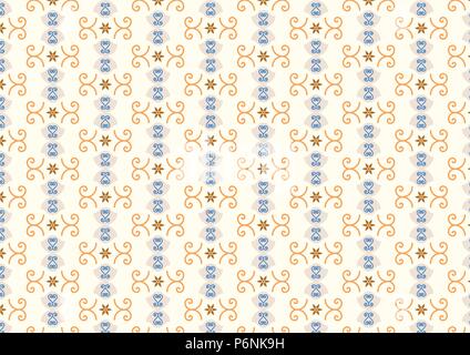 Spiral and bloom and curve cup pattern on pastel background. Vintage and classic swirl pattern style for retro and old design Stock Vector