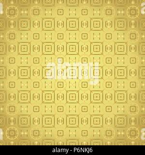 Gold geometric rounded corner rectangle and square and flower and circle and line pattern on pastel background. Sweet modern abstract seamless pattern Stock Vector