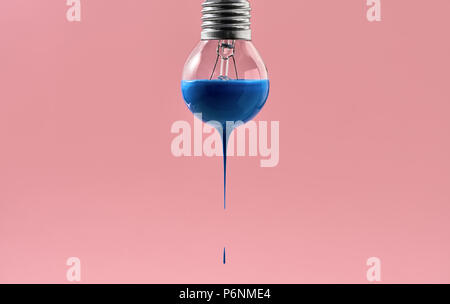 Bulb with blue paint on it Stock Photo