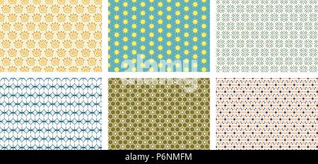Retro pattern set such as spiral, line, circle, star, rounded corner rectangle, bomp and graphic style. Classic pattern in one set for design. Stock Vector