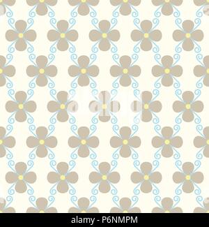 Brown blossom and spiral seamless pattern on pastel background. Sweet bloom for vintage or modern design. Stock Vector
