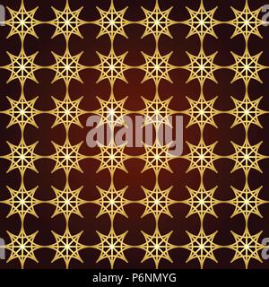 Gold four angle star seamless pattern on pastel background. Abstract star pattern in modern and vintage style for design. Stock Vector