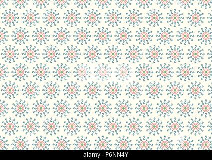 Swirl or spiral and circle pattern on light yellow background. Vintage and sweet seamless pattern for design Stock Vector