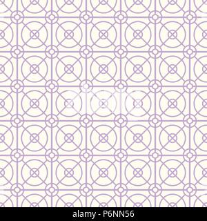 Violet Abstract circle and square and hexagon seamless pattern on pastel background. Modern line and circle pattern for graphic design. Stock Vector