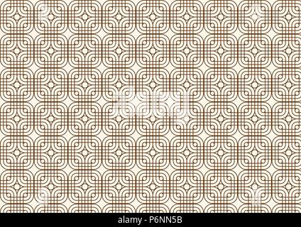 Rounded corner square, circle and line retro pattern on light yellow pastel color Stock Vector
