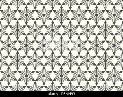 Gray modern star and circle and arrow shape seamless pattern. Fashionable flower for graphic or classic smart design Stock Vector