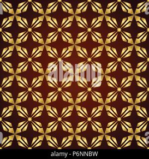 Gold abstract arrow and circle in rectangle shape seamless pattern. Modern pattern for graphic or abstract design. Stock Vector