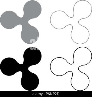 Ripple icon set grey black color I flat style simple image Stock Vector