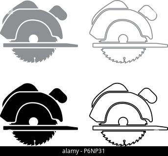Manual circular saw icon set grey black color I flat style simple image Stock Vector