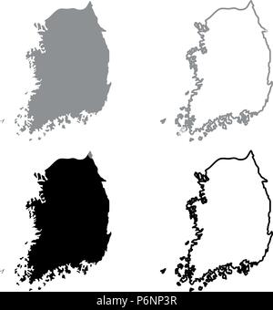 Map of South Korea icon set grey black color I flat style simple image Stock Vector
