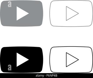 Play button icon set grey black color I flat style simple image Stock Vector