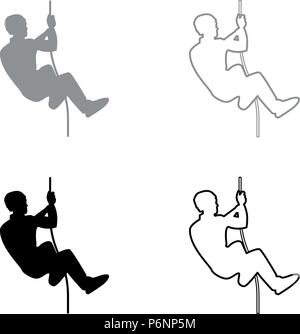 Rock climber icon set grey black color I flat style simple image Stock Vector