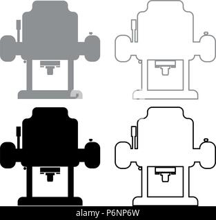 Milling cutter icon set grey black color I flat style simple image Stock Vector