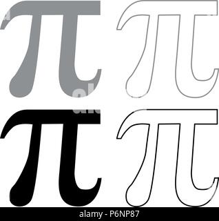 Symbol Pi icon set grey black color I flat style simple image Stock Vector