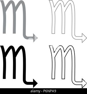 Scorpion symbol zodiac icon set grey black color I flat style simple image Stock Vector
