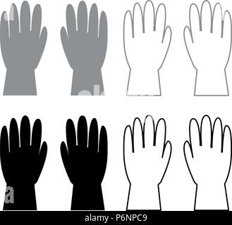 Working gloves icon set grey black color I flat style simple image Stock Vector