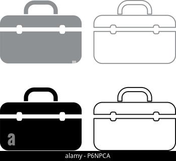 Tool box professional icon set grey black color I flat style simple image Stock Vector