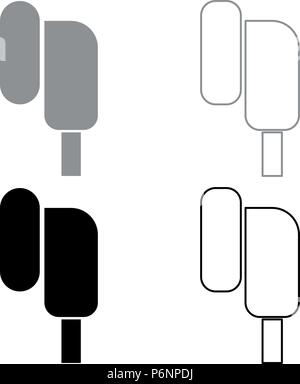 Eearphone plug icon set grey black color I flat style simple image Stock Vector