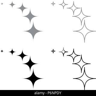 Stars on track five items icon set grey black color I flat style simple image Stock Vector