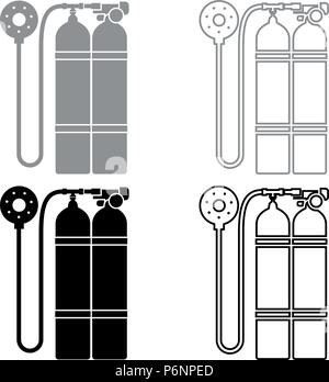 Aqualung scuba icon set grey black color I flat style simple image Stock Vector