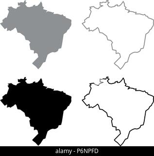 Map of Brazil icon set grey black color I flat style simple image Stock Vector