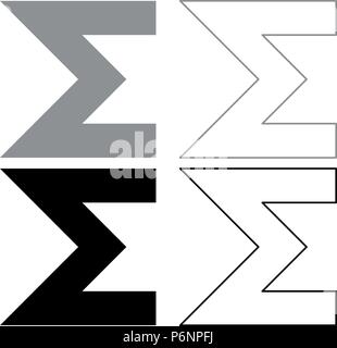 Sum symbol icon set grey black color I flat style simple image Stock Vector