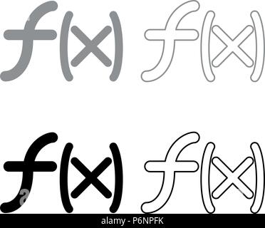 Symbol function icon set grey black color I flat style simple image Stock Vector