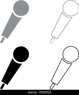 Hand microphone icon set grey black color I flat style simple image Stock Vector