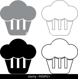 Cupcake icon set grey black color I flat style simple image Stock Vector
