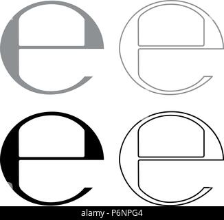 Estimated sign E mark symbol e icon set grey black color I flat style simple image Stock Vector