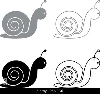 Snail icon set grey black color I flat style simple image Stock Vector