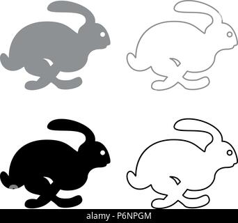 Rabbit hare concept speed icon set grey black color I flat style simple image Stock Vector