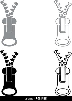 Tailor zipper icon set grey black color I flat style simple image Stock Vector