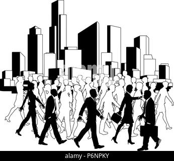 Business People City Silhouette Stock Vector