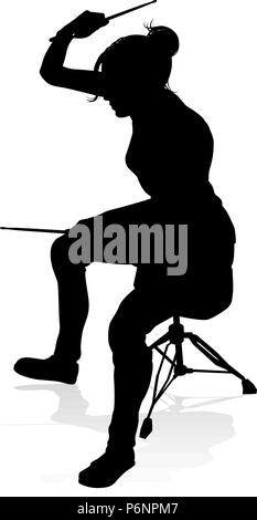 Musician Drummer Silhouette Stock Vector