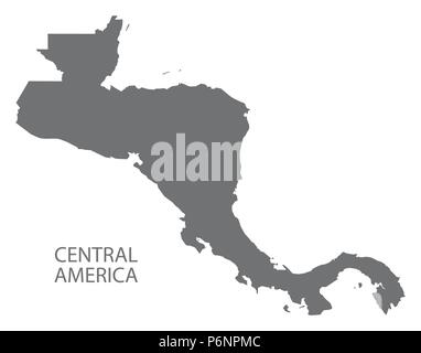 Central America map grey silhouette illustration Stock Vector