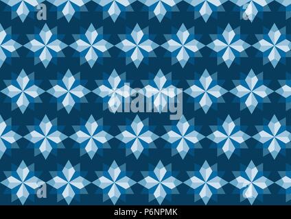 Modern rhomboid or star pattern in abstract feature on blue color. Graphic tile pattern in classic style. Stock Vector
