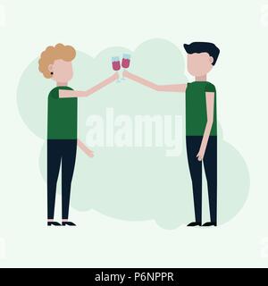 Couple in love, anniversary celebration, vector illustration on a turquoise background Stock Vector