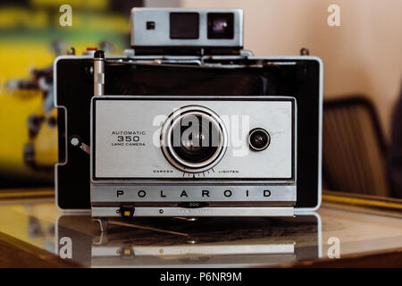 Frontal picture of a Polaroid instant camera Stock Photo