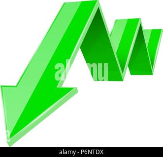Green 3d down arrow. Financial graph Stock Vector