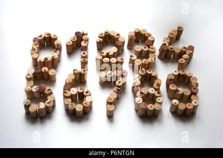 Wine cork digits isolated on white background Stock Photo