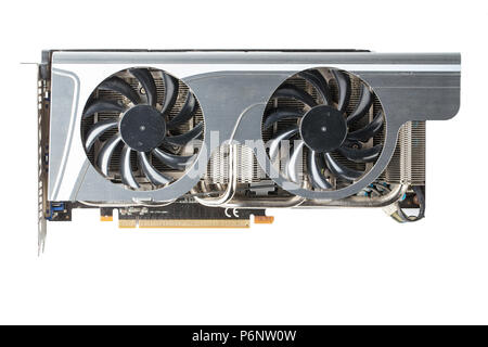 equipment for the crypto currency. the cooling system of a video card close-up. isolated on white background. clipping path Stock Photo